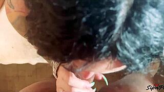 Ebony girl demonstrates hawk tuah spit on that thang technique