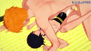 Orihime's big tits bounce during intense Bleach hentai