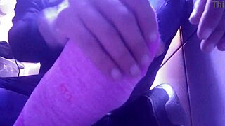 Guy Shows Off His New Pink Socks And Tired Feet