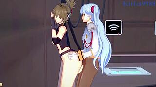 nine, chitose kisaragi, and ruri hoshino in intense play from super robot wars v and martian successor nadesico.