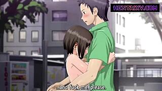 Asian teen gets deepthroat and creampie in public anime