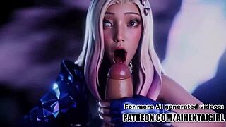 ahri from league of legends makes you cum with her mouth in this uncensored hentai