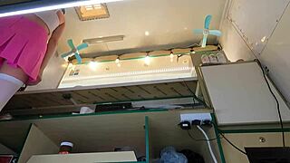 This crazy girl flashes upskirt at work for quick cash