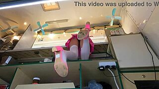This crazy girl flashes upskirt at work for quick cash