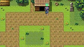Tanned Natsuki's public urination fetish in hentai game