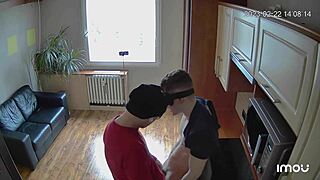 Scoout007 muscles up for intense kitchen counter banging. Czech bodybuilder shows off raw power.