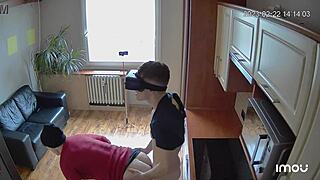 Scoout007 muscles up for intense kitchen counter banging. Czech bodybuilder shows off raw power.