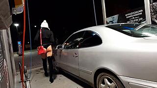 Wow, Public Car Wash Turns Wild With Tranny Action!