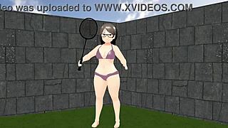 Hey, Kyo, you see this plump anime girl swinging on the tennis court?