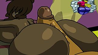Cartoon assjob with big black cock and massage elements