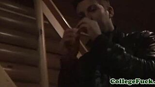 Teens getting wild with jerking at dorm party