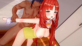 nilou from genshin impact bent over in doggystyle with anime damage moans