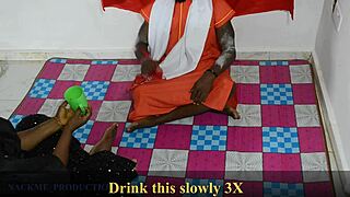 Fake spiritualist tricks lonely milf into facial cumshot during roleplay