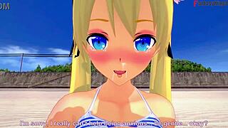 Marie Rose in bikini gets wild on beach with fantasyking3 cartoon banging