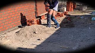 i’m obsessed with this cute 18 yo babe nataly, perfect body bent over on security cam at construction site