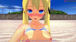 Marie Rose in bikini gets wild on beach with fantasyking3 cartoon banging
