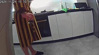 wife sneaks anal with husband's best friend in kitchen