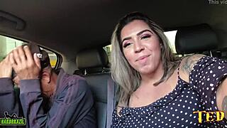 victoria dias and rob carvalho mess around before filming. just another wild day on the street with this latina star.