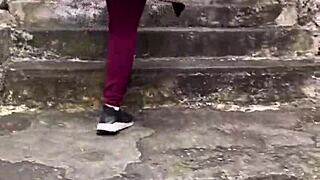 Patricinha with Pink Pussy Goes Wild on Street for Outdoor Fun