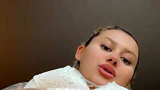 Big tits blonde in close-up view