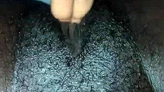 Small Tit Ebony Amateur Masturbates Pussy Solo in Homemade Clip