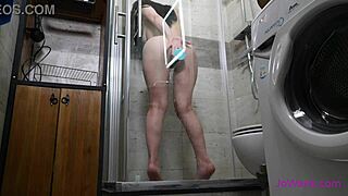 Horny teen couldn't wait to cum before her shower