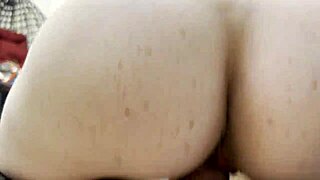 The amateur slut moans while sucking cock and getting fucked from behind in pov.