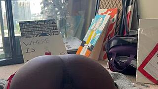 ebony girl can't handle the fuck machine pounding her tight pussy