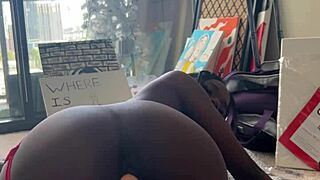 ebony girl can't handle the fuck machine pounding her tight pussy