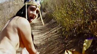 yo, i'm banging outdoors with this arabic middle east chick, her wet pussy's dripping!