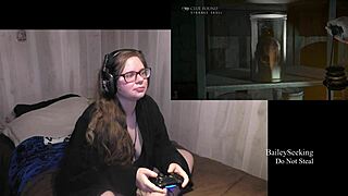 Brunette with Big Tits and Tattoo in Lingerie for Until Dawn Playthrough