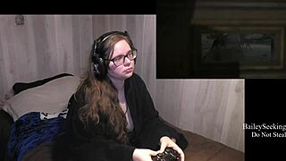 Brunette with Big Tits and Tattoo in Lingerie for Until Dawn Playthrough