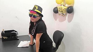 Hot Office Worker Teases With Anal Plug Play