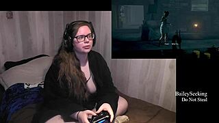 Brunette with Big Tits and Tattoo in Lingerie for Until Dawn Playthrough