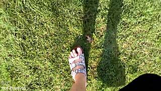 hey, check my bare feet in latschen for some outdoor german fun