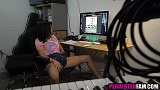 ebony step sis caught masturbating, messed up family taboo sex