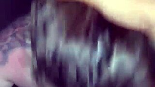 Sunburned blonde goddess with tattoos gives deepthroat blowjob in thong