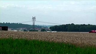 Teen Girl Takes Cum on Face in Public Threesome