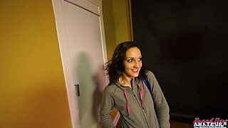 brunette ryann starts with sucking cock then gets her shaved pussy pounded deep