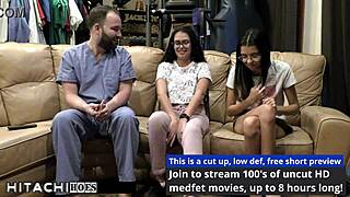 Freshman Angel Santana gets forced Hitachi orgasm by Doctor-Tampa in Florida