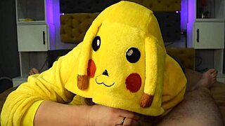 pikachu loves swallowing sperm in this wild pov blowjob with a blonde amateur