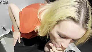 risky rough banging with random chick in public toilet for cash