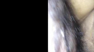 surprised my sexy mexican latina with a cumshot on her pussy