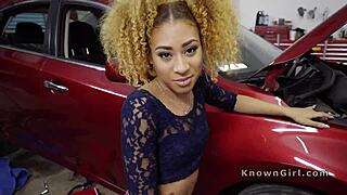 Ebony Girlfriend Cheats in Car Shop Scandal