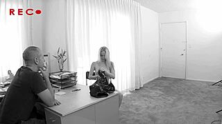 Tiny blonde Kendi battles a huge white cock in POV