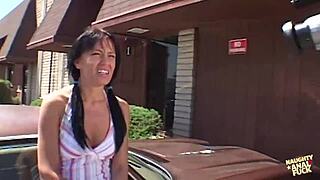 Suburb girl with pigtails gets DOGGY STYLED hard on red couch