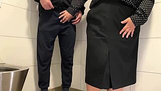 curvy step mom gets step son to cum in public toilet