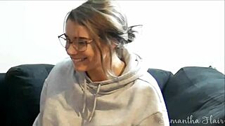 Samantha Flair spies on stepdad’s blowjob before joining in