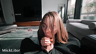 I invited that sugar baby for a deepthroat session with my monster cock.