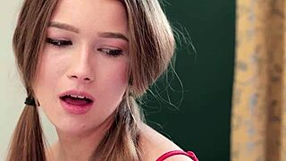 naughty student in cosplay squirts while fucking glass dildo until cum with apolonia lapiedra